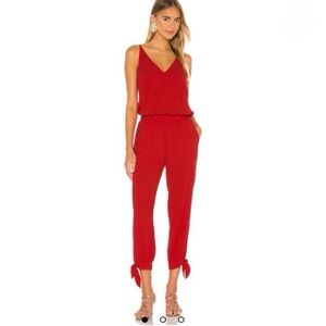 Amanda Uprichard Lipstick Red Tie-Hem Jumpsuit XS